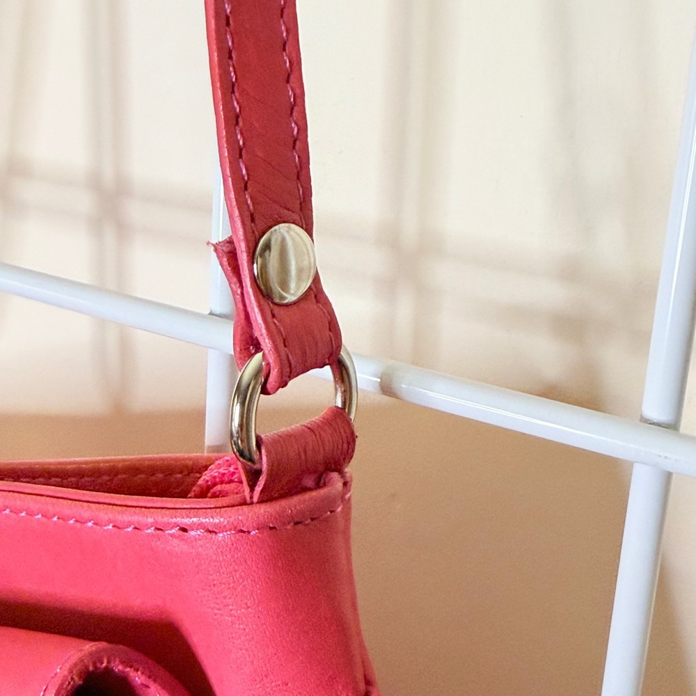 Source Unknown Bright Pink Leather Crossbody Bag … - image 3